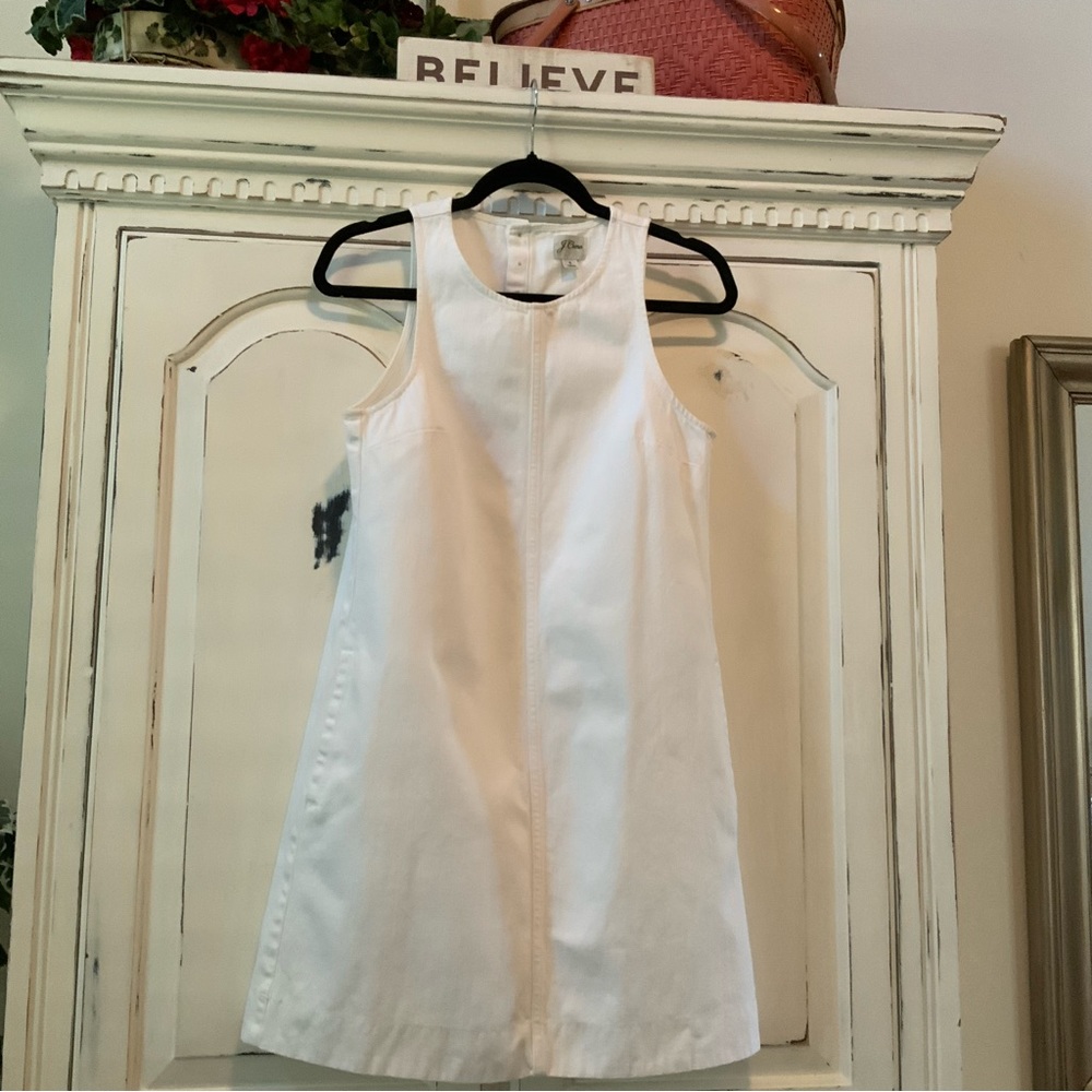 J Crew Button Back White Sleeveless Dress